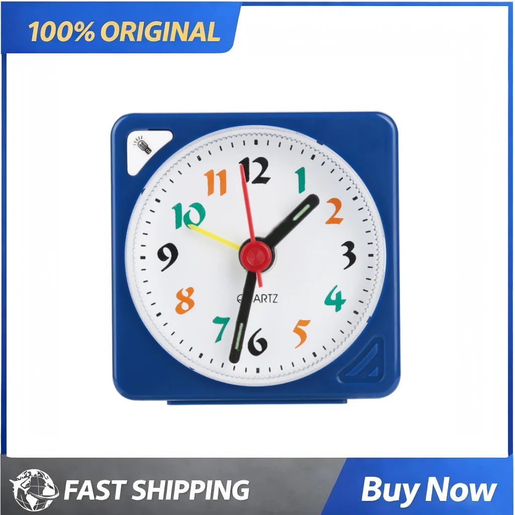 Quartz Travel Alarm Clock Blue LED Alarm Clock Small Silent Snooze Function Home Office Bedroom Travel Dormitory Decorate