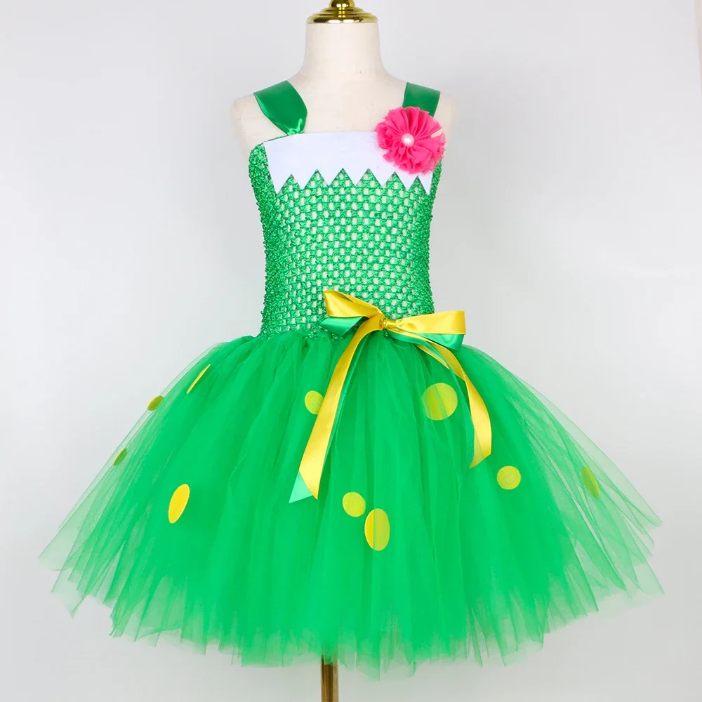 Green Dragon Dinosaur Costume Kids Fancy Tutu Dress with Wings Toddler Girls Halloween Carnival Party Animal Dress Up Clothes