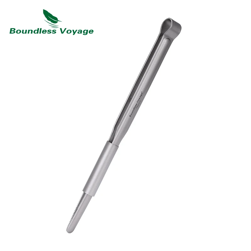 Boundless Voyage Food Barbecue Tongs Titanium Meat Salad Steak Food Serving Clip Tweezers Long BBQ Cooking Kitchen Utensils view 2