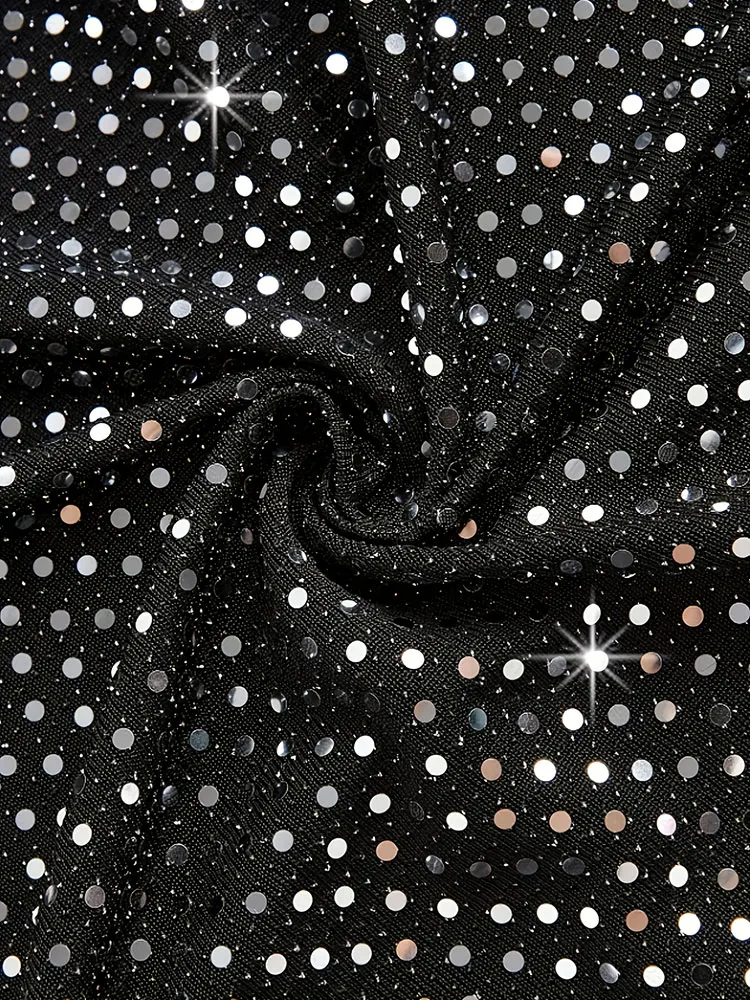 جديد مثير الترتر الرسن الرقبة حجم كبير بروتيل تنوعا أنيقة حفلة أكمام المرأة سترة Y2k الملابس طبقة داخلية سوداء #5