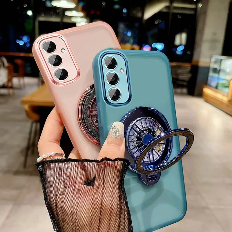 Luxury Magnetic Rotating Gyroscopic Bracket Phone Case For iPhone 16 15 14 Plus 12 13 11 Pro Max 7 8 6 Clear Bumper Soft Cover