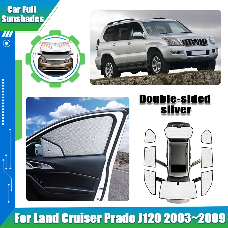 

For Toyota Land Cruiser Prado J120 LC120 FJ120 MK3 2003~2009 Car Full Sunshade Sunscreen Window Visor Coverage Auto Accessories