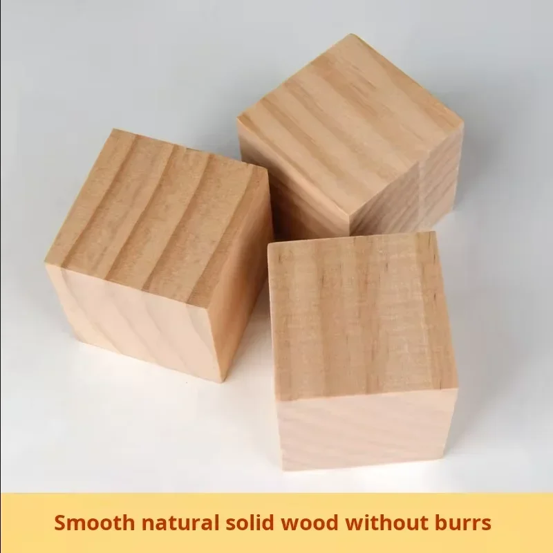 

Small Square Solid Wood Cube Pine Wood Cube DIY Building Block Model Material Small Wood Square Wood Block Toy Accessories