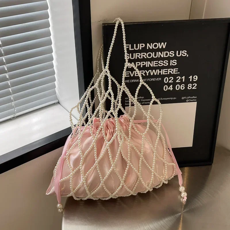 

Individuality Pearl Outer Bag Pink Inner Bag Fashion Shoulder Bags Casual Tote 2024 Hot Sale Bags for Women Bolsas Femininas