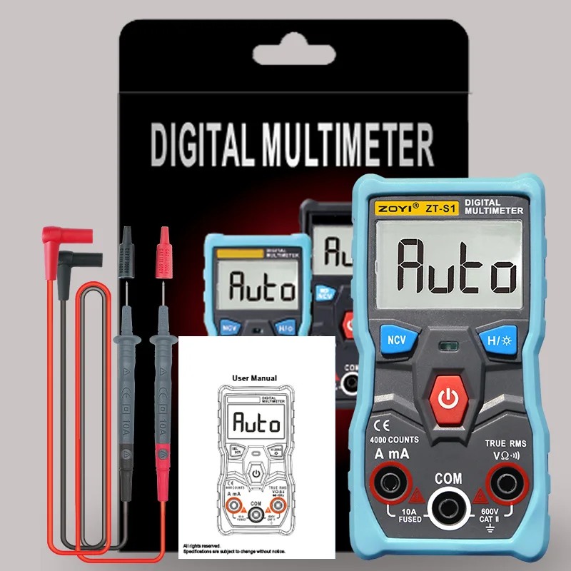 ZOYI ZTS1 Digital Mini Multimeter Tester with NCV Data Hold Function, 4000 Counts, Automatic Multimeter True RMS Transistor Mete