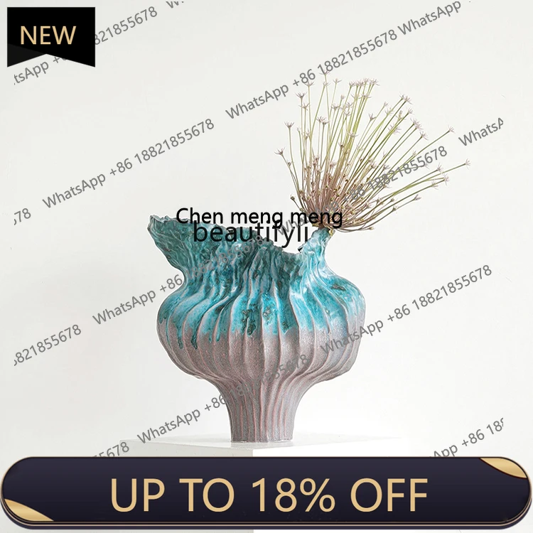 

P178 Simple and light luxury, kiln-changed glaze living room club tea room handmade art vase ornament