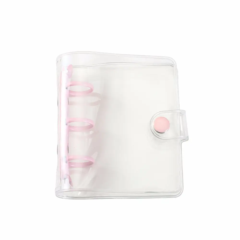 Portable Mini Notebook Pages Handbook Glitter Transparent Binder Notebook Cover Photo album 3 Hole Binder Clip Card Organizer