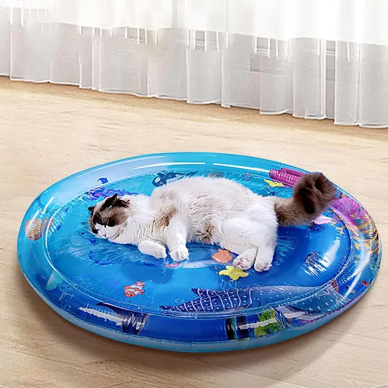 Inflatable Cats Water Sensory Play Mat With Fish Sea Theme Sensory Toy For Pets And Kids Summer Water Cooling And Playing