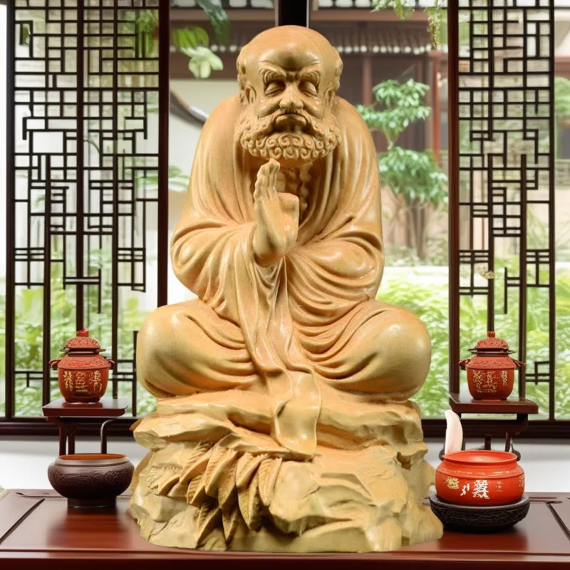 

Natural Cypress Daruma Shakyamuni Buddha Figures statue- founder Buddhism -Home Room Office Feng Shui Ornament statue