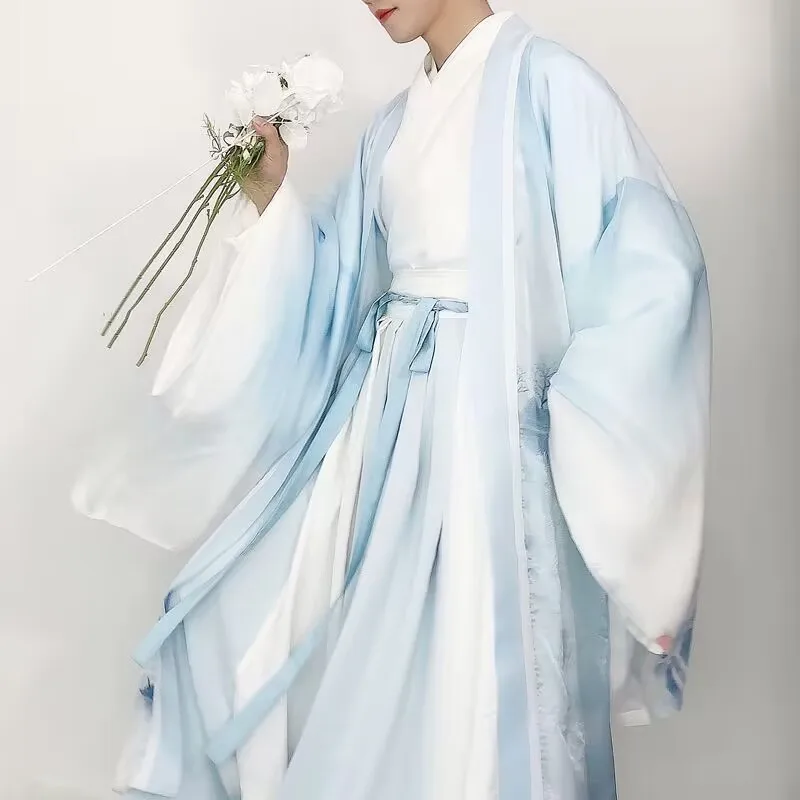 

Hanfu Costume For Men Chinese Traditional Printed Hanfu Sets Male Cosplay Costume Shirt+Skirt+Coat Hanfu 3pcs Sets For Women