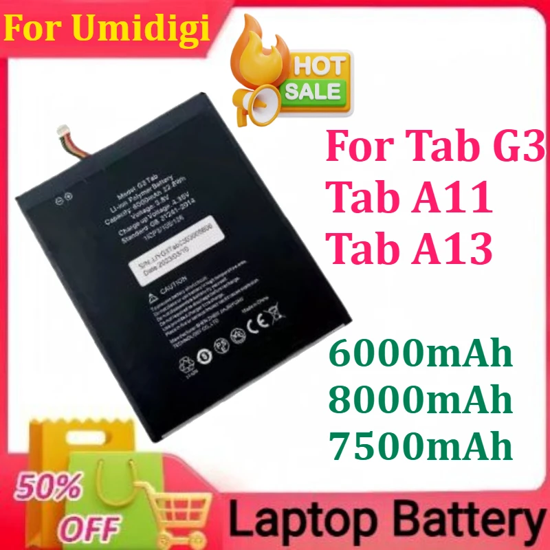 

New 6000/8000/7500mAh for Umidigi Tab G3 Tab A11 Tab A13 Laptop Battery+tools