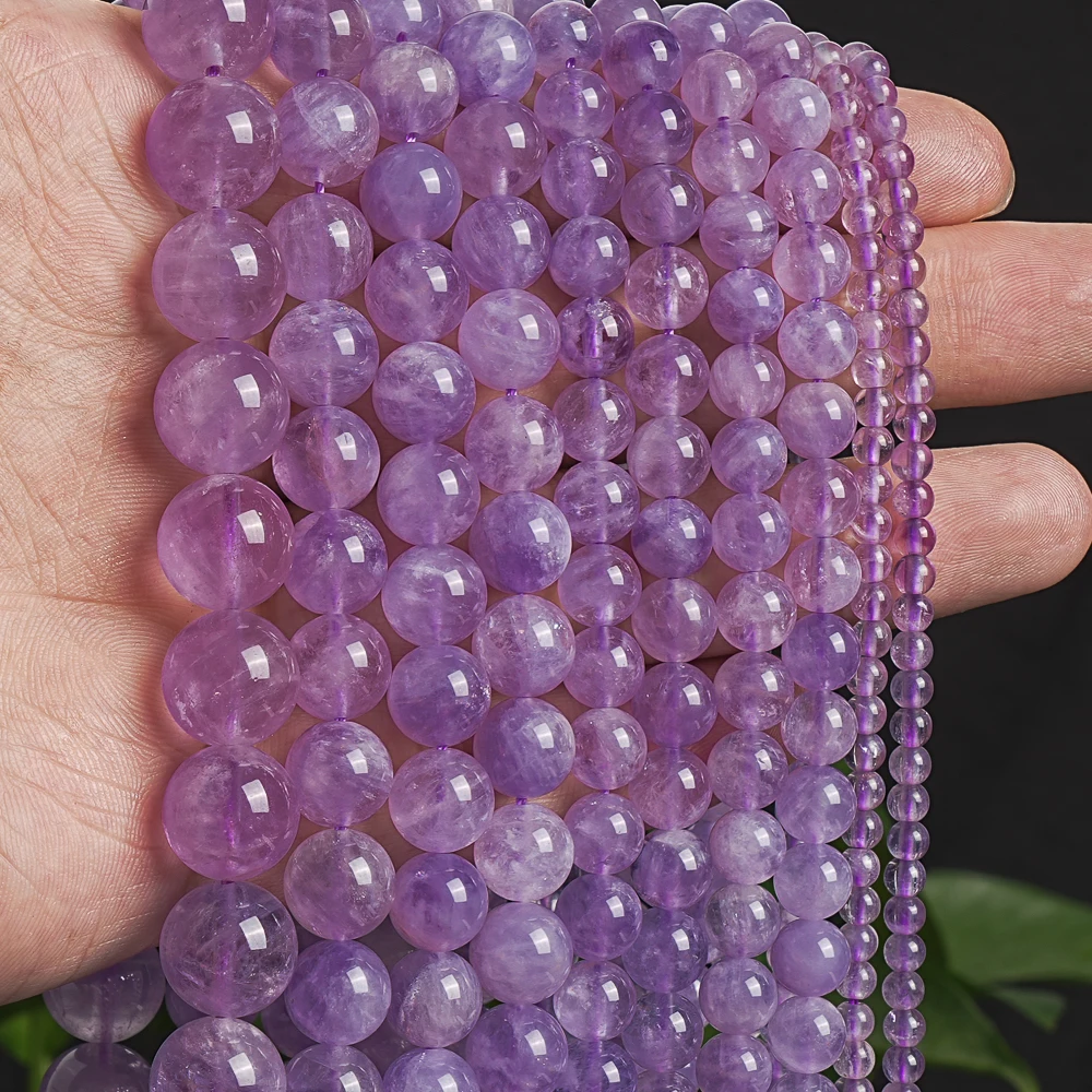 

Natural Amethyst Beads 3-4mm Round Loose Spacer Beads for Bracelet Necklace Making Calming Light Lavender Beads DIY