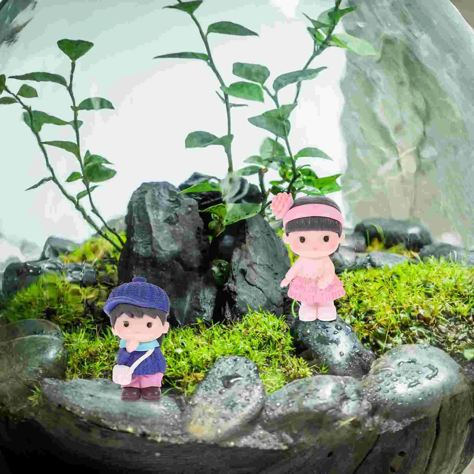 8 Pcs Micro Landscape Statue Durable Pvc Boys Girls Figure Garden Decor Adornment Desktop Car nament Sculpture