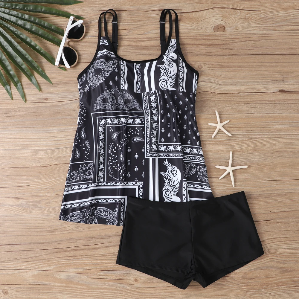 Damski Seksowny Zestaw Bikini Strój Plażowy Modny Nadruk Kostium Kąpielowy Letni Tankini Jednoczęściowy Dwuczęściowy S-6XL