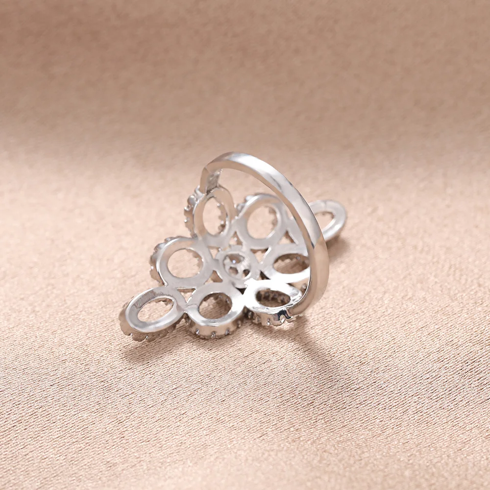 금도금 큐빅 지르코니아 오픈 링, 볼드한 조절 가능한 기하학적 너클 링, 독특한 미니멀리스트 스태킹 주얼리