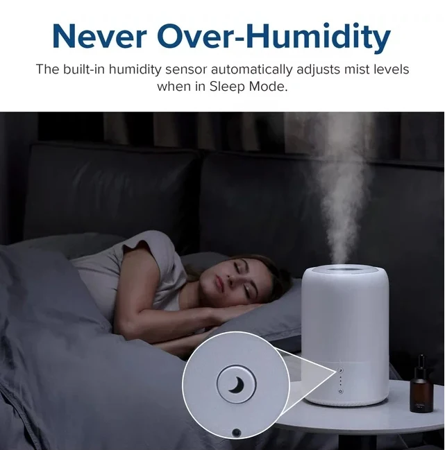 Levoit Cool Mist Humidificador para quarto, branco, 1.8L, 260 pés quadrados