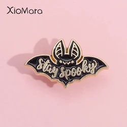 Stay Spooky Enamel Pins Custom Dark Bat Halloween Punk Brooches Lapel Badges Gothic Jewelry Gift For Women's Friends