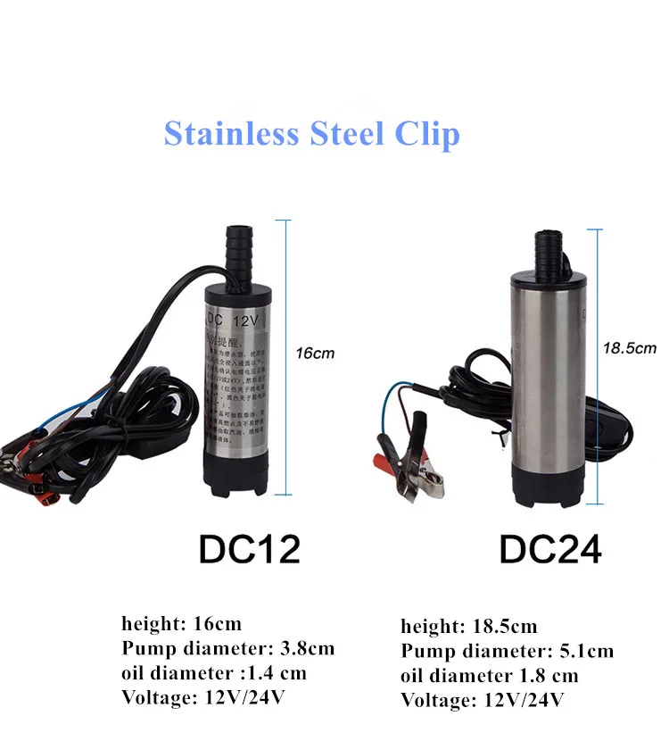 Micro DC 12V 38MM Camping Car Electric Submersible Fuel Water Oil Mini Portable Stainless Steel Diesel Pump Transfer 12 volt