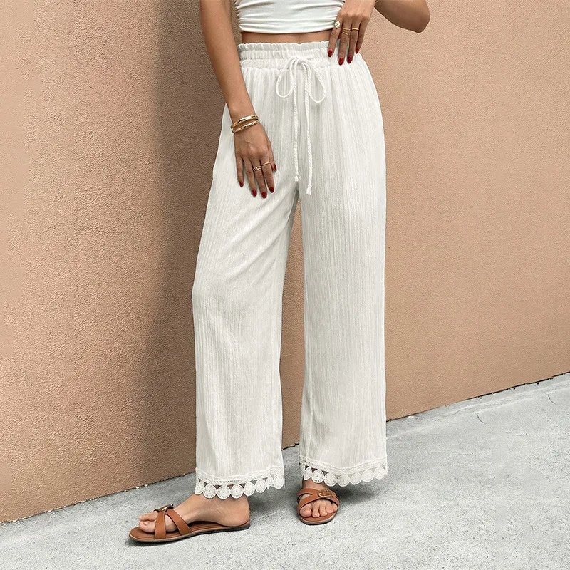 

Pant Women Wide Leg Long Pants High Waist Lace Up Straight Trousers Y2k Streetwear Elegant Splice Work Casual Loose Spring 2026