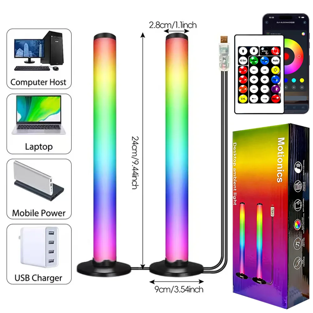 USB LED-Lichtleiste 24CM RGB IC Farbwechsel TV-Hintergrundbeleuchtung Fernbedienung APP-Steuerung Musik-Sync Atmosphären-Lichtstreifen Gaming-Raum 5V LED