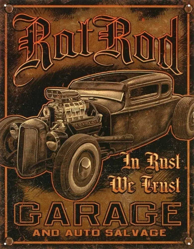 Iron Painting 8X12 Inch Rat Rod Garage Distressed Retro Vintage Tin Sign