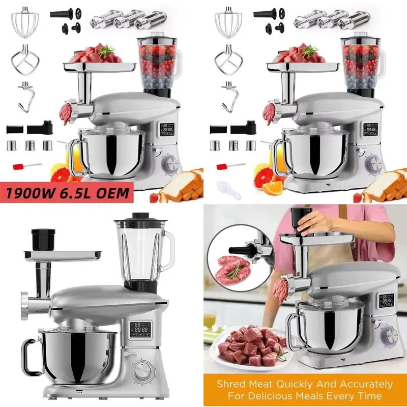 6.5L Desktop Multi-functional 8-in-1 Touch Screen Multi-functional Desktop Meat Grinder Sausage Making Machine Food Blender