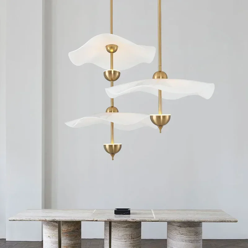 Lotus Leaf Pendant Light Acrylic Designer hanging light fixtures for Living Room Staircase Hotel Decor Dining Table Hanging Lamp
