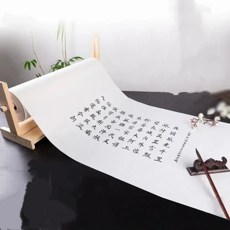 100 Meter Long Scroll Rice Paper Half Raw Half Cooked Xuan Paper Thick Mica Coated for Calligraphy Painting Art Supply