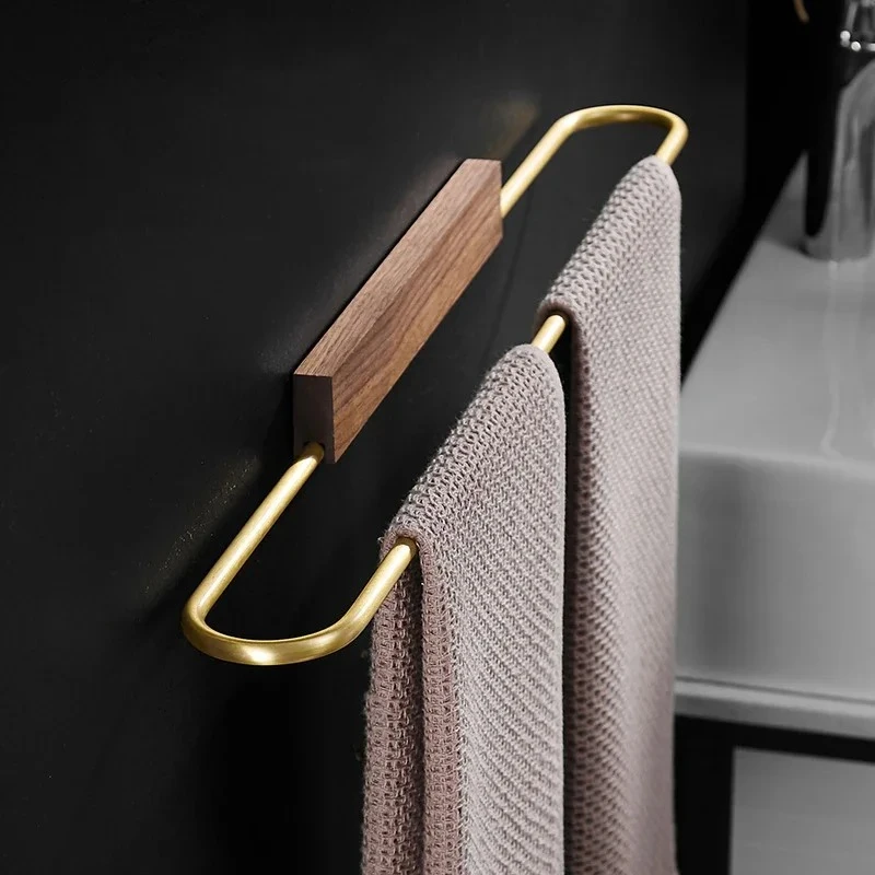 

Light Luxury 35/55cm Towel Rack Bathroom Towel Rack Black Walnut Creative Single Pole Bathroom Rack Bathroom Accessories