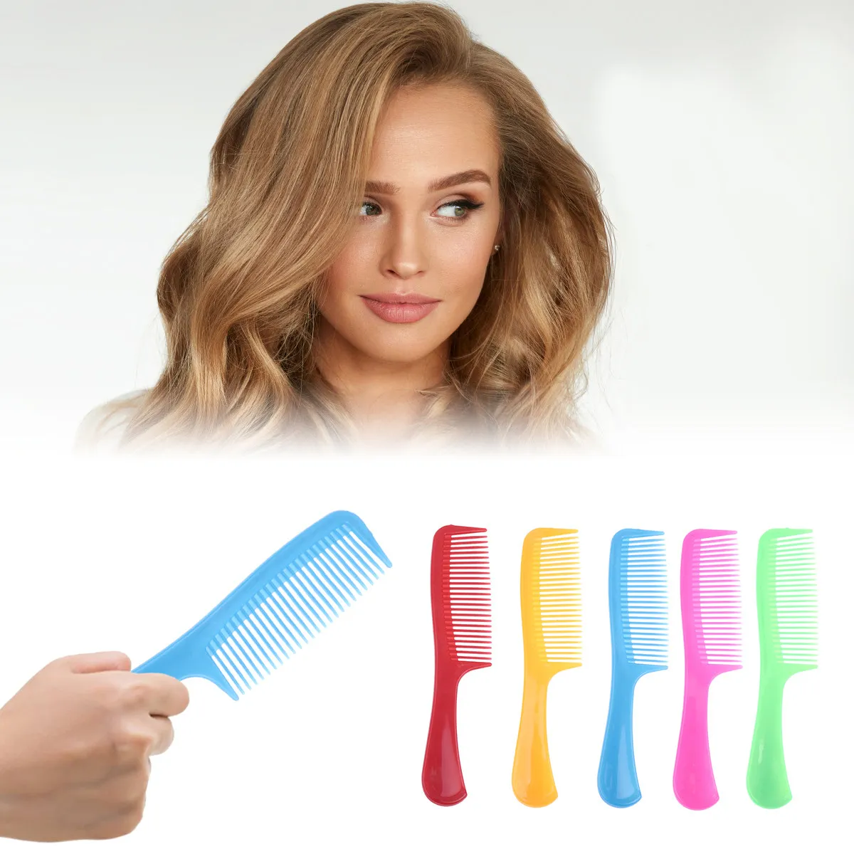 15Pcs Multi Color Plastic Hair Comb for Daily Styling Detangling Wet Dry Hair Salon Home Use Long Handle Breakage Minimizing