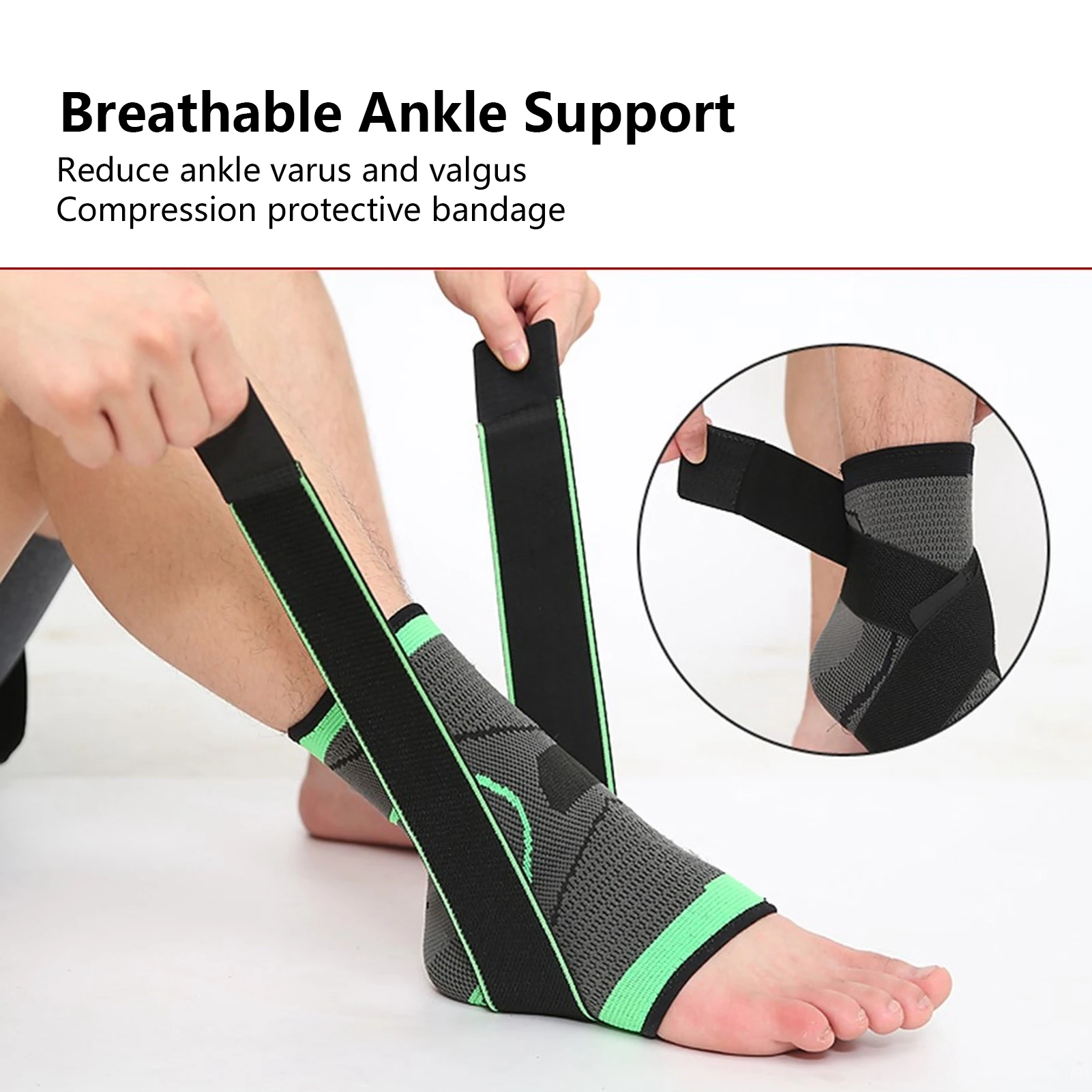 دعم الكاحل، دعم الكاحل المسامي، ضغط قابل للتعديل، دعامة كاحل رياضية قابلة للتنفس، دعم الكاحل