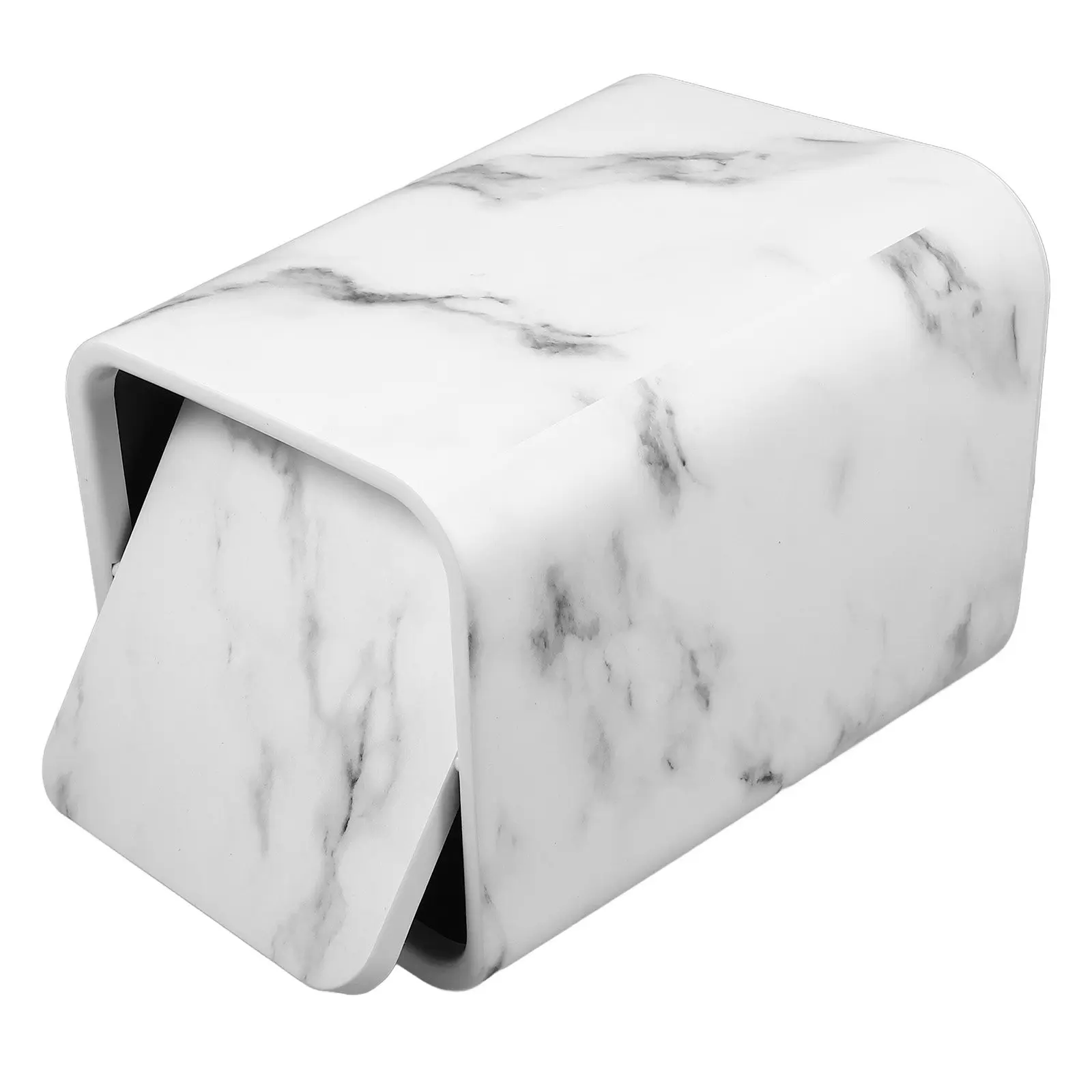 Marble Look Trash Can with Lid – Modern Minimalist Waste Bin for Living Room, Kitchen, Bathroom, Office, Dorm