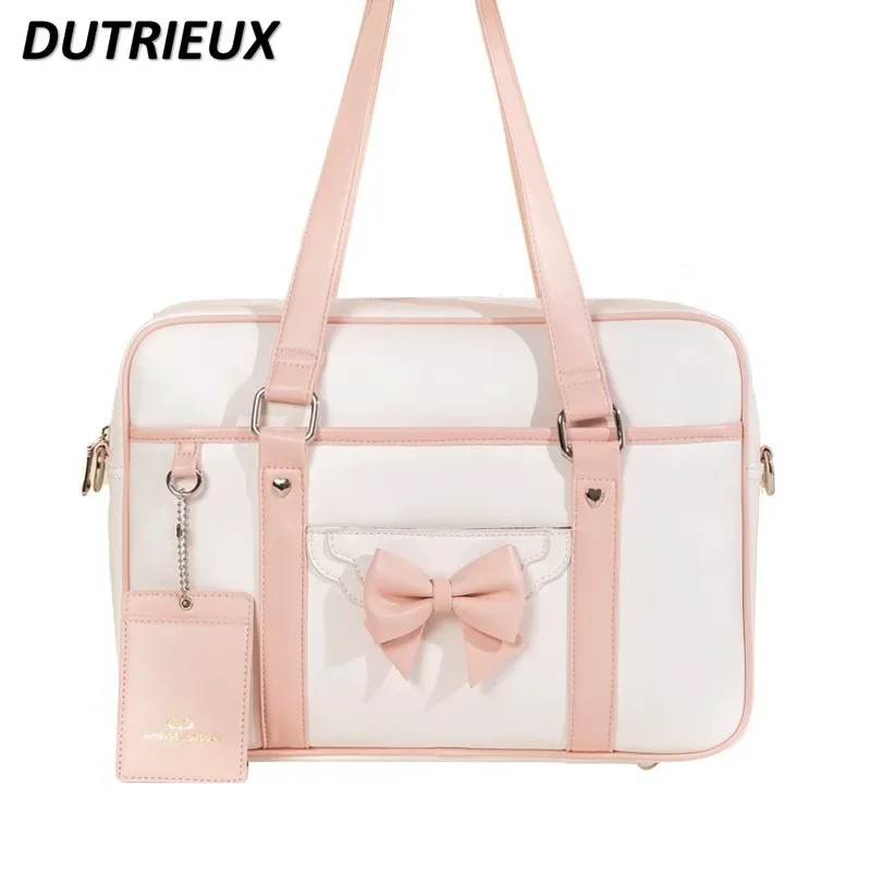 Flower Heart Shoulder Bags Girl Sweet Cute Japanese College Style Bag JK Uniform Cute Large Capacity Schoolbag for Women