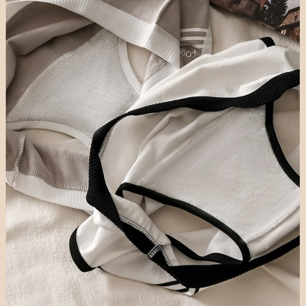 Majtki, czysta bawełna, bezszwowe, średni stan, styl japoński dla studentek.