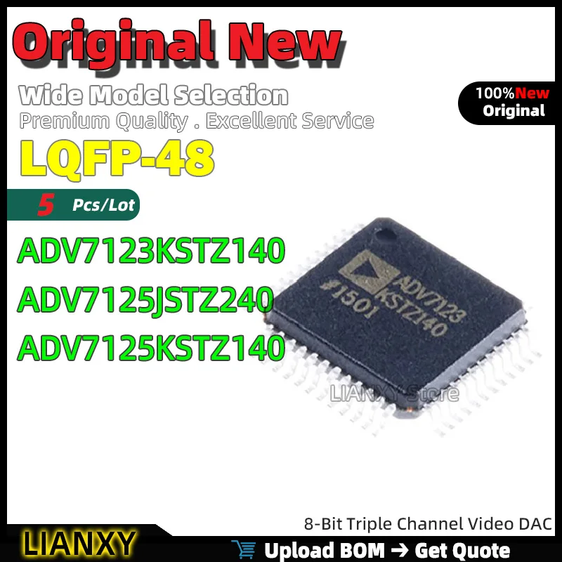 5pcs LQFP-48 ADV7123KSTZ140 ADV7125JSTZ240 ADV7125KSTZ140 8-Bit Triple Channel Video DAC New Original
