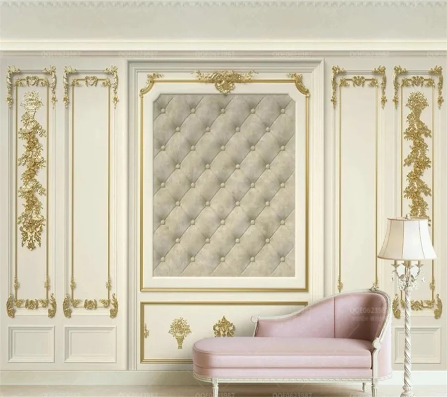

Обои на заказ, 3d фреска, роскошные простые европейские золотые мягкие упаковки, ТВ-фон, стена, золотые резные обои, домашний декор