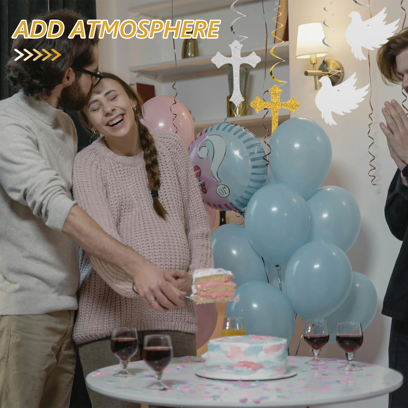 

6Pcs Ceiling Hanging Swirl Decorations PVC Material Baby Shower Party Decoration Baby Shower Swirl Hanging