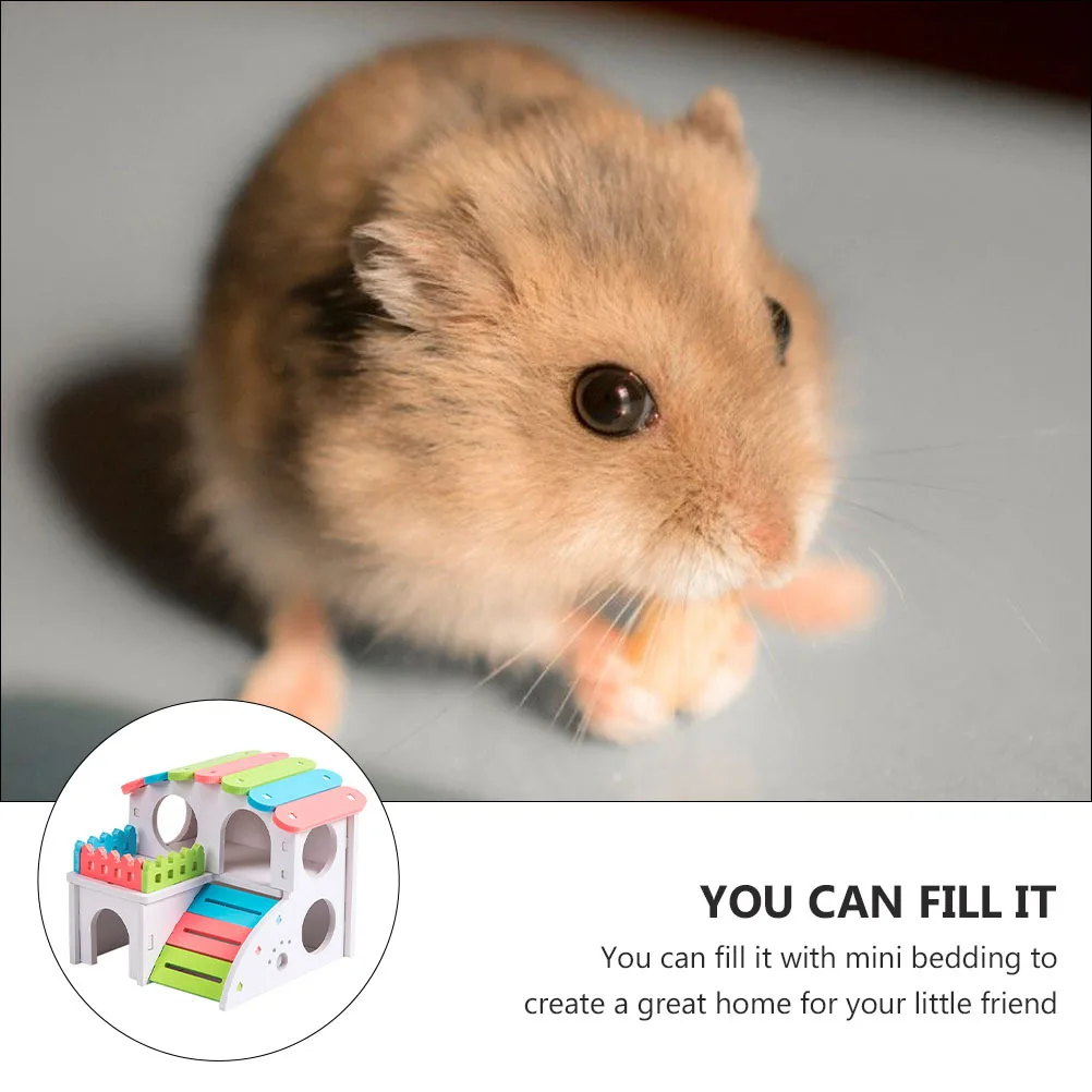 

Wooden Hamster House Handmade DIY Small Pet Hide Shelter Hamster Rest Nest Small Animal Cabin Pet House Supplies