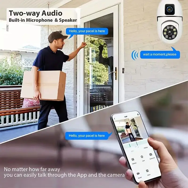 5G Dual-band 4MP Duel Screens Duel Lens Light Bulb Camera Night Vision Two Way Voice AI Human Detection Yiiot E27 WiFi Camera