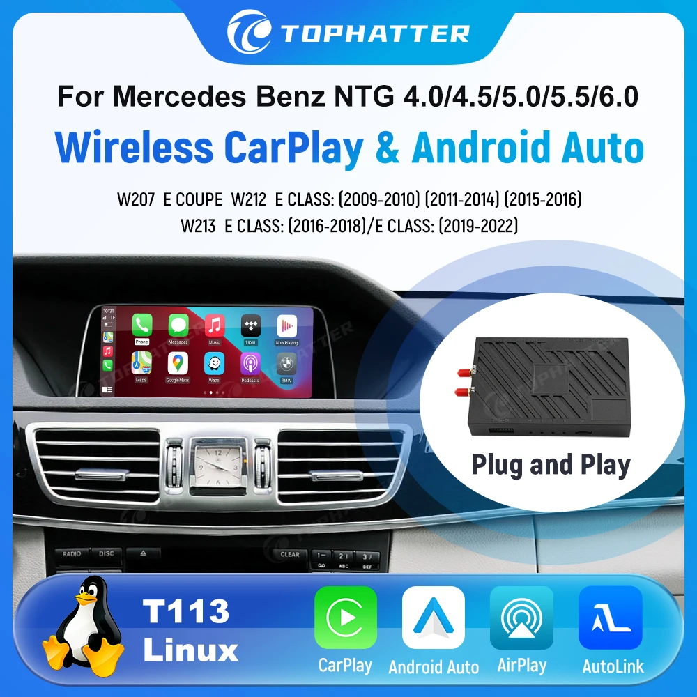 

Linux Car Decoder for Mercedes-Benz W207 W212 W213 CLASS Android Auto CarPlay Adapter System Upgrade HD Video Interface Box