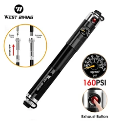 WEST BIKING Bike Inflated Pump High Pressure 160PSI Aluminum Bicycle Air Pump Presta Schrader Valve Bike Tire Pump With Hose