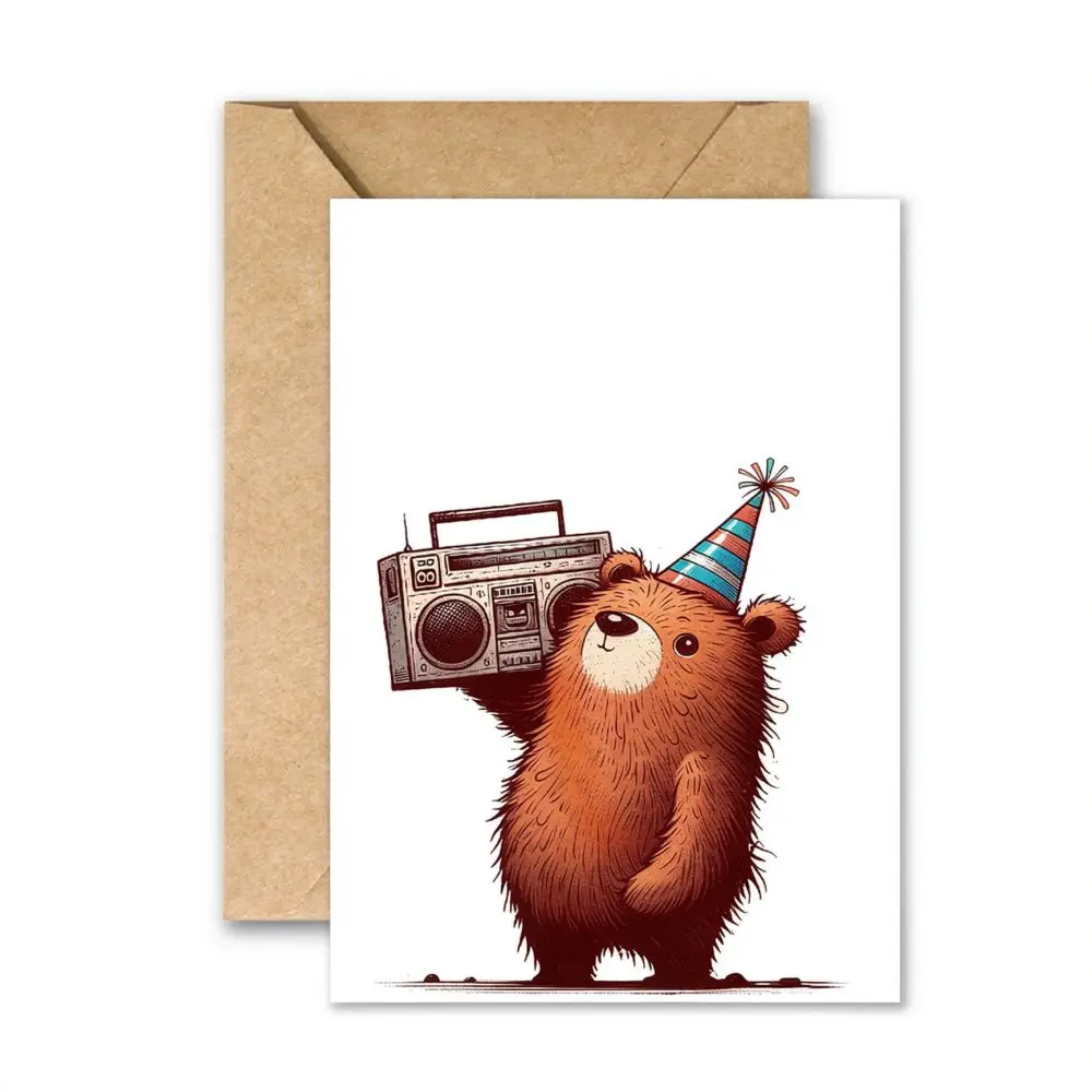 Funny Abstract Animal Birthday Card Set Cartoon Illustration Message Stationery Note Card For Best Friends Party Gift