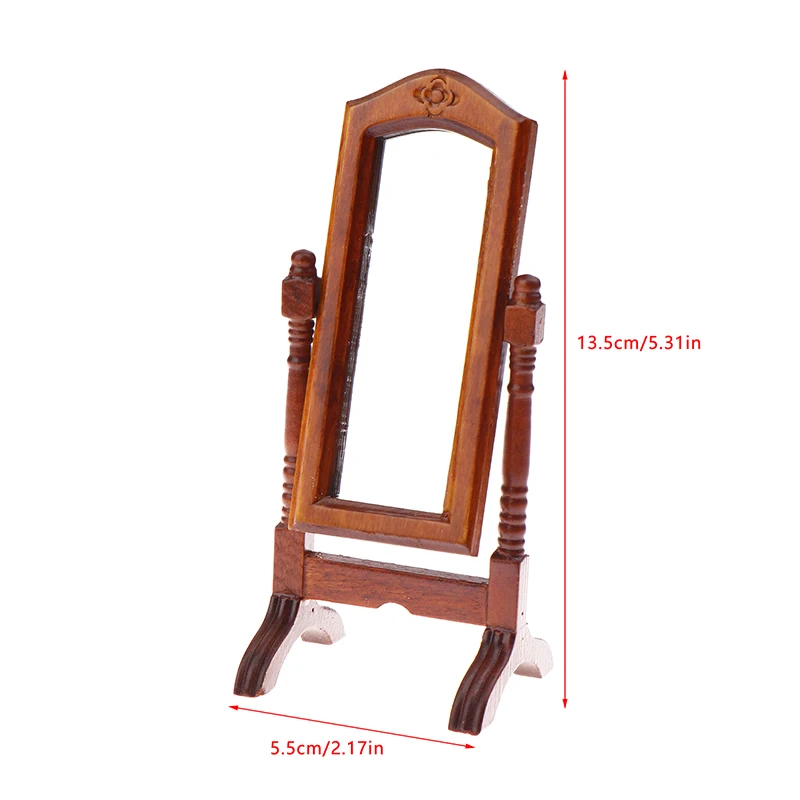 Lustro do domku dla lalek 1/12, symulowane lustro do makijażu, lustro pionowe, model mebla domowego, lustro podłogowe, akcesorium do mikro-sceny życia.