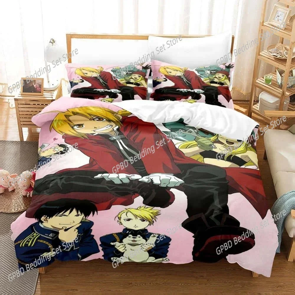 3D Printed Cartoons Fullmetal Alchemist Comfortable Duvet Cover Pillowcase Bedding Set Children Bedroom Decoration Home Textile