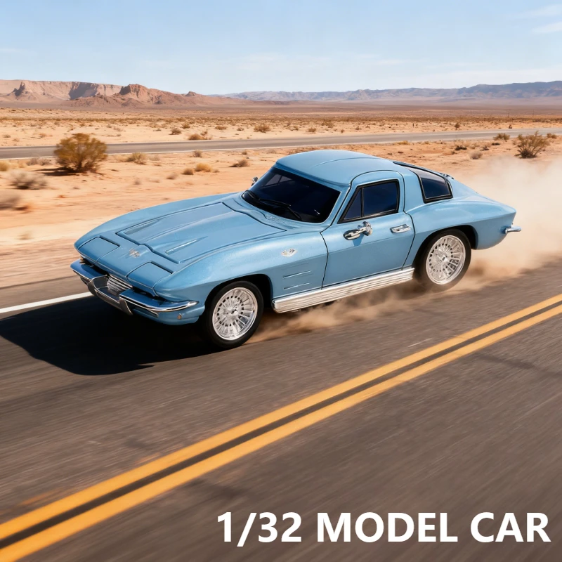 

1:32 Corvette C2 спортивный автомобиль, модель автомобиля из сплава, металлический литой игрушечный автомобиль, имитация звука, свет, подарки для детей