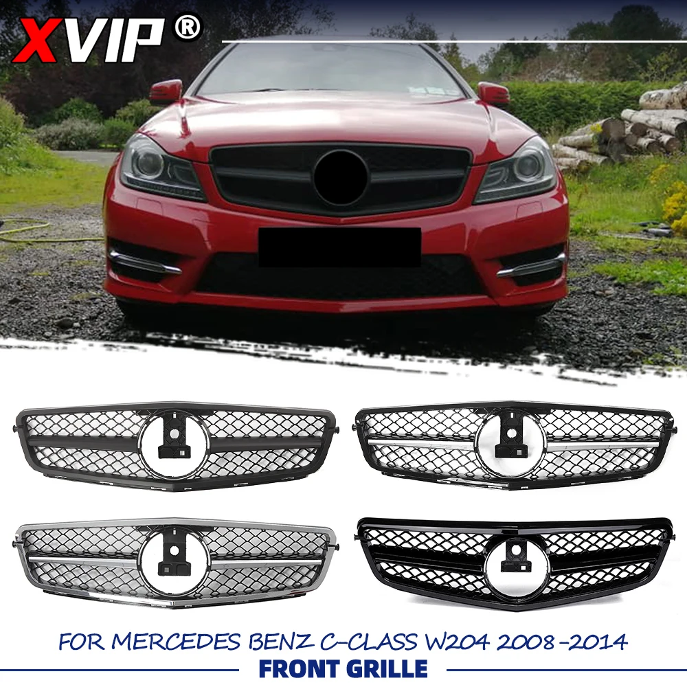 

XVIP Matte Black A - Style Racing Grille Chrome Upper Grill For Mercedes Benz C-Class W204 2008-14 C200 C230 C250 C280 C300 C350
