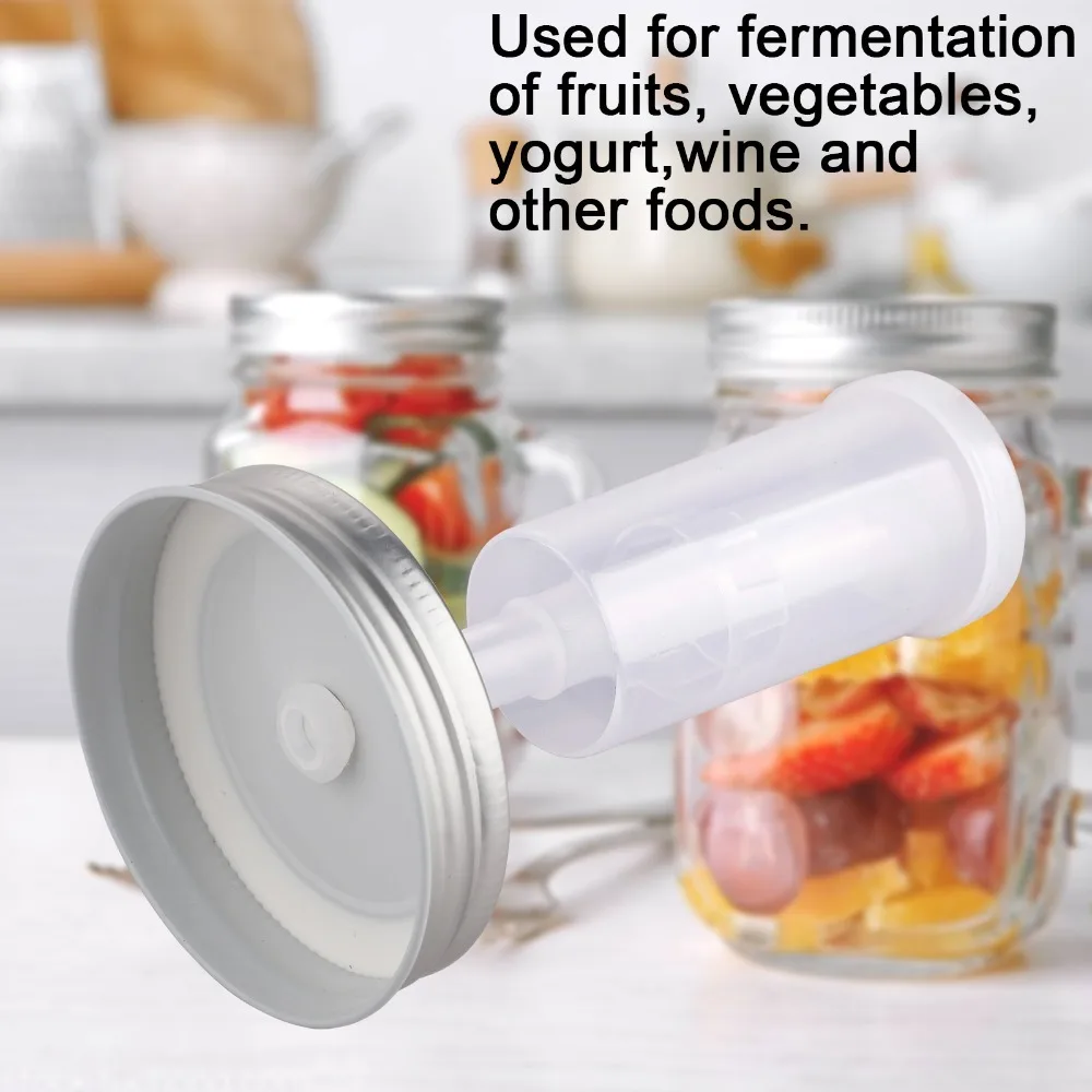 1Set Fit Standard Mason Jars Fermenting Kit Airlock System Threaded Sealing Structure Ferment Lid Set Easy Assembly Tinplate