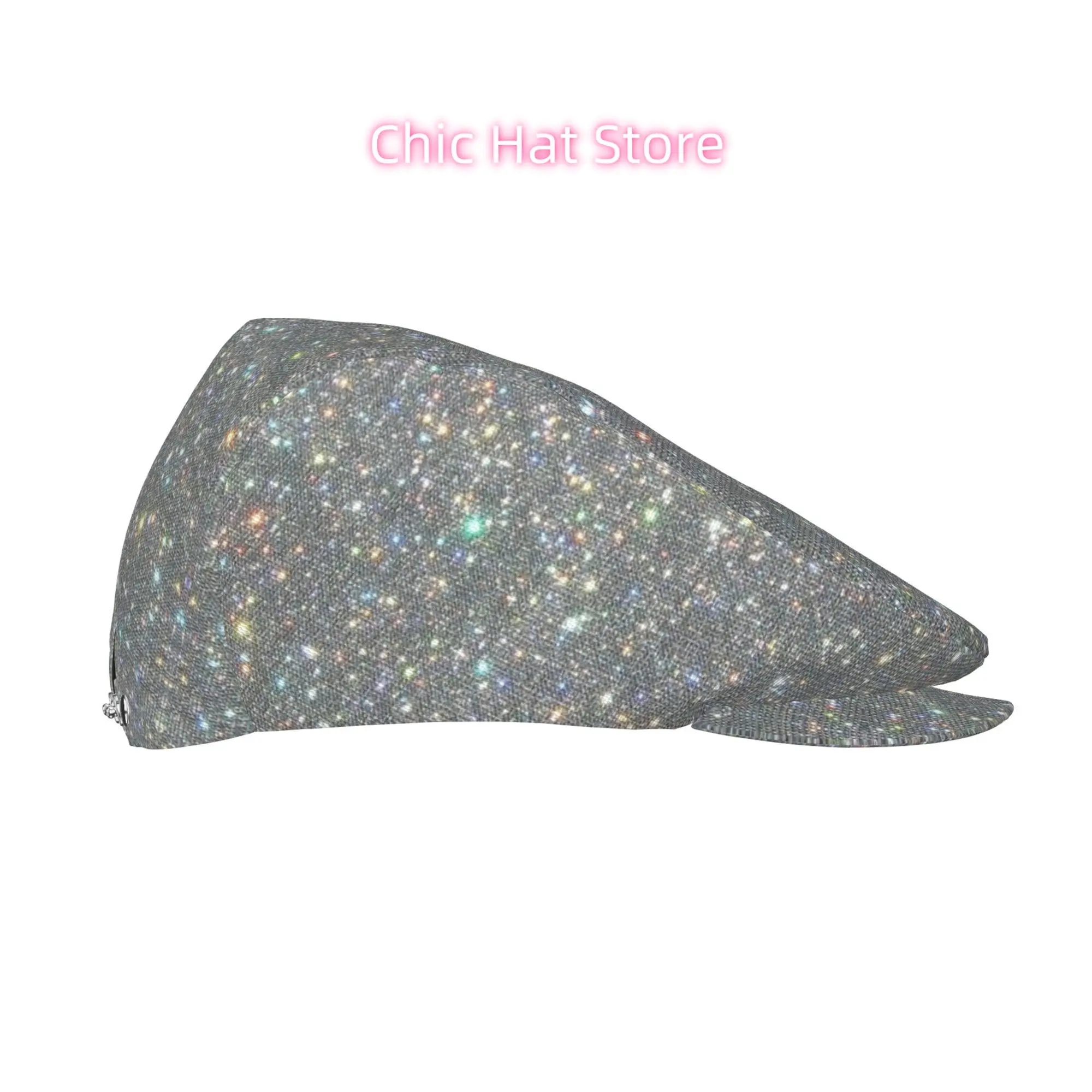 1pc Galactic Shimmer All-Over Print Flat-Top Hats for Men And Women, Newsboy Caps, Berets, Irish Hats, Driver Caps, Retro Hats,
