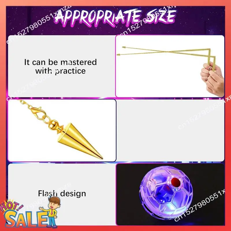 ABCL 4 Piece Dowsing Rods Copper Set Pen Shaped Gold Spirit Rods Water Divining Rods With LED Light Up Cat Ball Copper