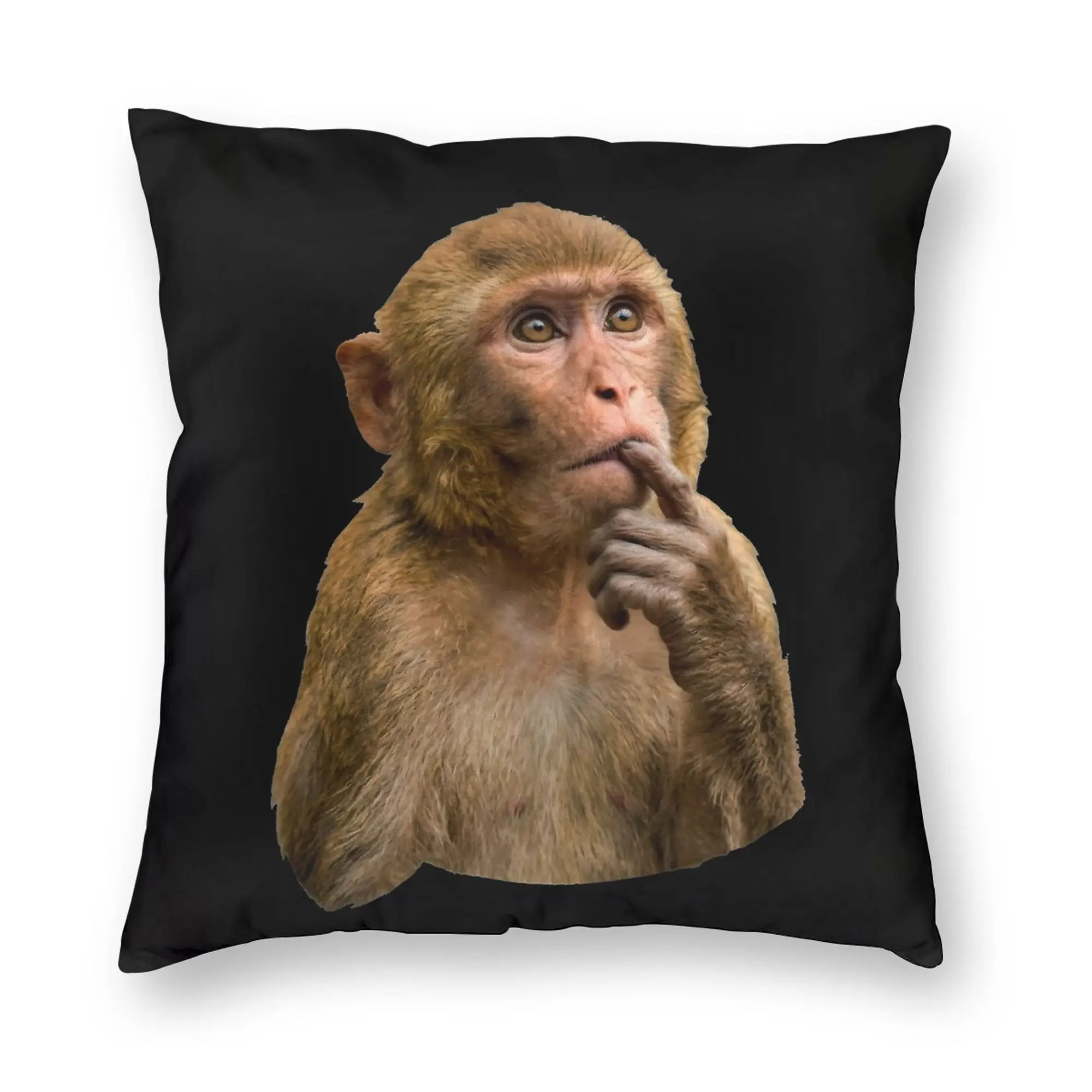 Thinking Monkey Funny Meme Cute Thoughtful Pillowcase Printing Cushion Cover Decorative  Throw Pillow Case Cover Home Zipper